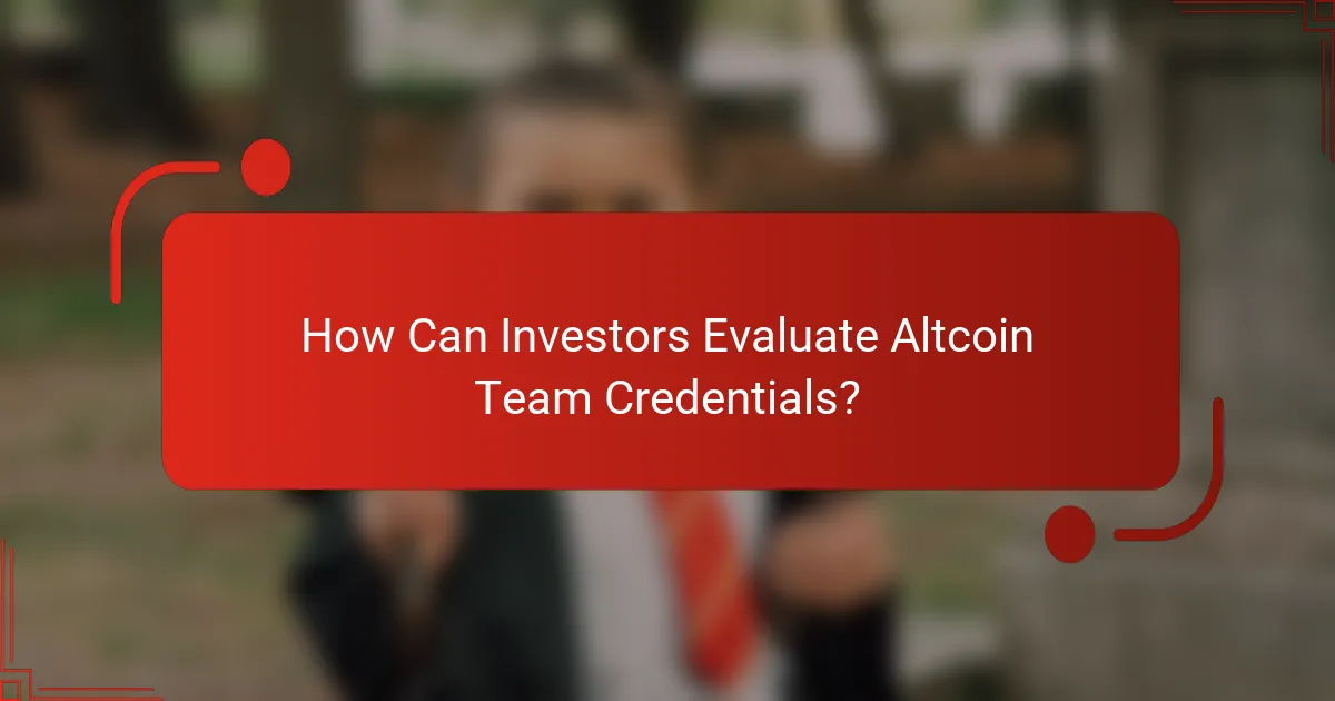 How Can Investors Evaluate Altcoin Team Credentials?